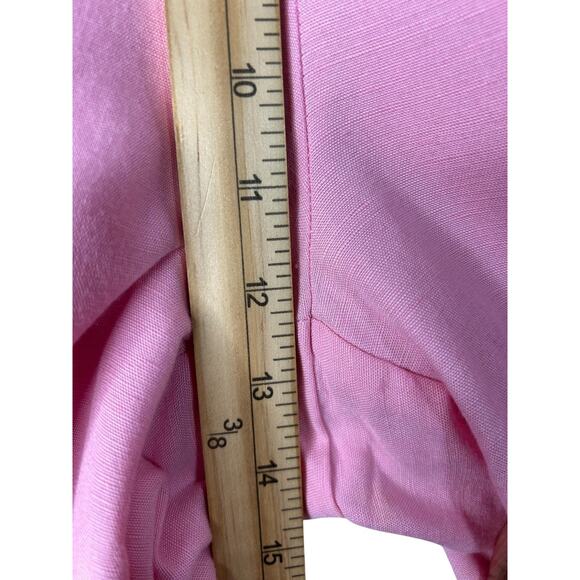 Vintage Napa Valley Pants Size 10 Pink Linen Blend Pull On Crop Straight Pockets - Picture 8 of 11